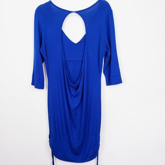 COOGI Australia Blue‎ Logo Studded Long Sleeve Drape Open Back Dress Size Large - Picture 5 of 12